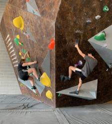 rock climbers climbing