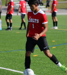 soccer player kicking a ball