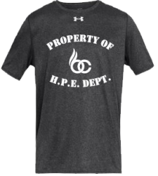 grey Tshirt with words Property of HPE Department and BCSS logo