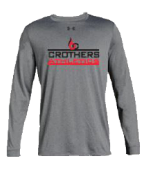 long sleeve grey shirt with words crothers athletics