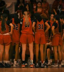 basketball team huddle