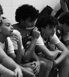 student basketball team black and white