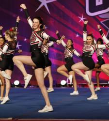 students performing on cheer stage