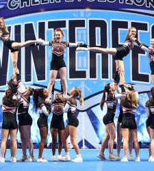 students performing on cheer stage