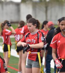 student players on sideline