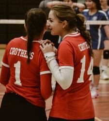 two student volleyball players