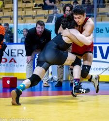 two students wrestling
