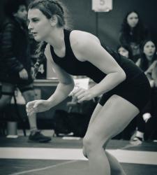 student wrestler black and white